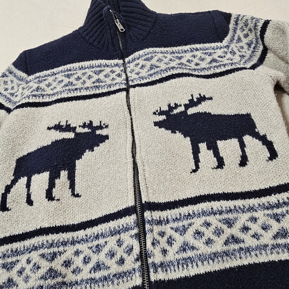 Abercrombie & Fitch Fair Isle Cabin Moose Cardigan Mens Size XS - Picture 1 of 13